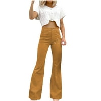 Honeeladyy Hlače za žene Stretch Clearence Women moda Slim Fit Udobni čvrsti džep u boji Ležerne pantalone