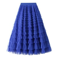 Maxi suknje za žene elastična struka Tulle midi suknja Ženska čvrsta boja rufled suknja visoka struka