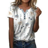 Apepal Womens vrhovi Žene prevelizirane majice Henley majice s kratkim rukavima za ispis bluza dolje bijela 3xl