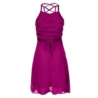 Ženski mini mini modni modni ljetni solid halter haljina ljubičasta m