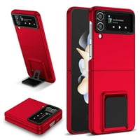 Haobuy kompatibilan s Samsung Galaxy Z Flip Case sa Kickstadom tvrdom punom zaštitnom zaštitnom kućicom-crvenom