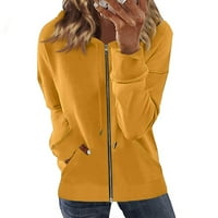 Knosfes Y2K jakna Zip up labave dukseve od punog boja Y2K prevelika s kapuljača plus veličina Veličina Veličina Y2K dugih rukava odjeća za djevojke Džebote Jesen Y2K odjeća đumbir l