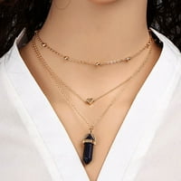 Ogrlica šesterokutni Rhomboid FAU kristalni slojevi Žene srčani perli Svi meč Choker za vjenčanje
