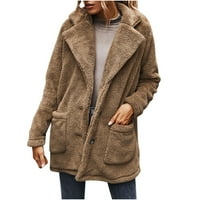 Augper Ženski putnički kaput s dugim rukavima modni čvrsti dvostrani flis topli kaput