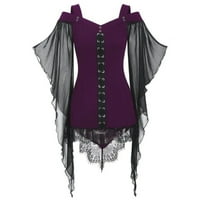 Juebong ženska renesansna haljina vještica kostim Gothic Steampunk čipka Halter Hladnog ramena Butterfly