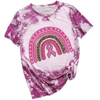 Košulje za vježbanje za žene Crewneck tiskani kratki rukav ružičasti m