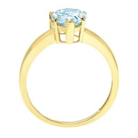 1.5ct kruška rez plavi simulirani dijamant 18k žuti zlatni ugraviranje izjava svadbeni godišnjica angažman