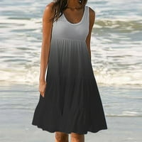 Maxi haljina za žensko prazno ljeto Print baš bez rukava za plažu bez rukava crna