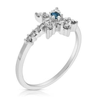 0. Cttw Blue Diamond Ring Modni okrugli okrugli 10k bijelo zlato veličine 7
