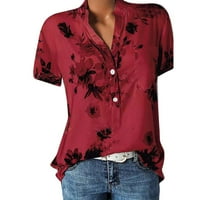 Forestyashe Plus size Žene Štampanje bluza Džep za majicu Easy rukava TOP kratke ženske majice za bluze