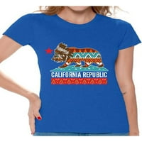 Newkward Styles California Tribal Thirt Thirt Majica Kalifornija Bear za žene Kalifornijske košulje