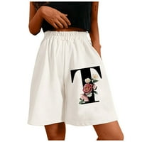 Ženske kratke hlače za ljetni jean modni dame casual elastični struk labavi džepovi s kratkim hlačama bijeli xl