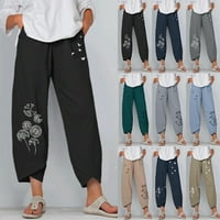 Harem pantalone za žene široke noge boho hlače pamučni posteljina etnički stil hipies pantalone plus
