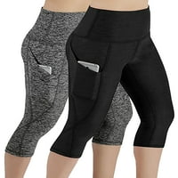 Avamo visoke čekinske hlače za žene za žene sa džepnim gamašima za vježbanje obrezane pantalone za jogu