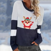 Prevelike majice za žene božićne tiskane orez dugih rukava tanki znojni dizajn mali jeleni prugasti