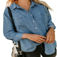 Ženska dugmeta dugih rukava rela fit traper bluza