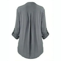 ECQKAME WOMENS Classic-Fit Roll Up rumenilo bluze za plaćanje Žene Žene Ženske dame Velike veličine