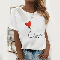 Žene T majice Loop Fit Top Heart Print O vrat Labavi bluza s kratkim rukavima Žene Thirs