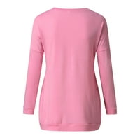 QucoQpe S-3XL džepne majice s dugim rukavima za ženske ležerne slobodne fit Tunic Top Comfy Slatke grafičke