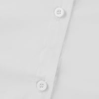 V-izrez casual bluza Čvrsti ljetni vrhovi dugih rukava za žene bijele 4xl