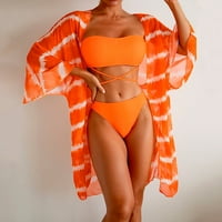 Ženski kupaći kostimi za žene printira bikini set Mid struk bikinis dugi rukav uz pokrov kupaći kupaći