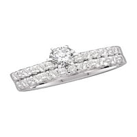 14kt bijelo zlato okruglo Diamond Solitaire Bridal vjenčani prsten set CTTW