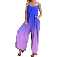Penskeiy Jumpsuits za žene Žene Modni ispis džepova Love Duge hlače Ležerne ljetne kombinezone Purple