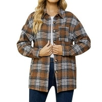 Ženski kaputi Zimski plejsni četkica za džepne tastere s majicom padajuće jakne