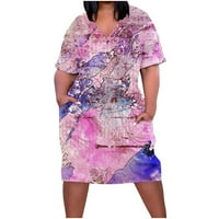 StMixi ljetne haljine za ženska moda plus veličine džepna tunika tunika Duljina koljena kratki rukav