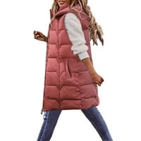 DTIDTPE zimski kaputi za žene, ženska puni boja casual sa kapuljača s kapuljačom dugim kaputom ružičasta