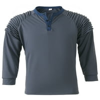 NOLLA MUŠKA T-majica Henley Neck Majica dugih rukava Muški casual pulover muške gumbe bluza tamno siva