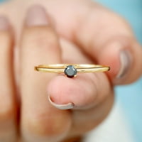 Okrugli rez Black Ony Solitaire Prsten, minimalni crni oničarni prsten u peg u glavi, pasijans crni i zlatni prsten, 14k žuto zlato, US 5,00