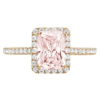 1,96ct smaragdni rez ružičasti simulirani dijamant 18k žuti zlatni graviranje izjava bridalna godišnjica