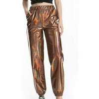 Lilgiuy Fashion Žene Ležerne prilike pune boje sa džepom casual vezan tankim hlačama za formalni datum