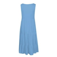 TUCCOQPE Plus Veličina haljina za žene Ljeto u boji bez rukava O-izrez elastični struk rufffre Line