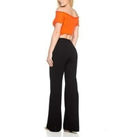 Duge pantalone za žene Ženske visoke struk modne čvrste labave široke duge pantalone koji teku palazzo