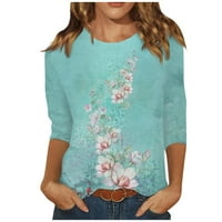 Fragarn Summer rukav majica Pejzaž ukrasnog uzorka za žene za žene Tri četvrtine rukava u pulover okruglom