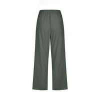 Petort pantalone za žene Dressy Casual elastične strugove obrezane hlače posteljine za žene Pamuk i
