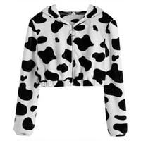 Ženska krava od tiskanog pulover dugih rukava s kapuljačom s dugim rukavima Slatka bluza Ženski vrhovi