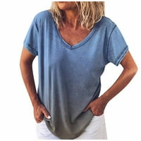 Bluza veličine Dolkfu Plus za žene Ženska povremena ležerna V-izrez FADING T-majica kratkih rukava Bluza