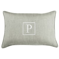 20 Granitni sivi i bijeli vezeni monogram P pravokutni lumbalni jastuk