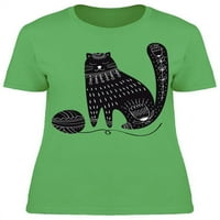 Mačka sa navojnim kuglom za skiciranje majica -Image by Shutterstock, ženska XX-velika