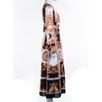 Žene Boho haljine s dugim rukavima V izrez visoki struk cvjetni ispis dugačak sandress