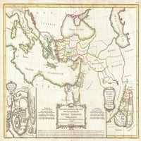 34x24in Bonne Karta novozavetnih zemalja, W- Sveto zemljište i Jeruzalem - Geographus 【Rollid Canvas】