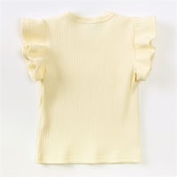 Baby Boy Girl Odjeća od pune boje pamuk kratkog rukava pletena rebraste majice postavljene hlače postavljene
