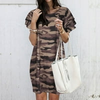 Ženska labava Comfy Midi haljina Summer Camouflage Ispirana haljina Vintage Odjeća Angel kratkih rukava
