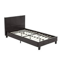 Krevet za krevet veličine - FAU kožna tapeta za tapacirana platforma krevet na ploči - sa uzglavljem za djecu tinejdžeri odrasli, crni twin