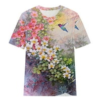 Žene ljetne gornje gradijent boje Ispis majica kratkih rukava Ležerne prilike sa labavim fitlover-majice