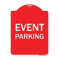 u. Znak serije dizajnera - parking događaja, crveno i bijelo