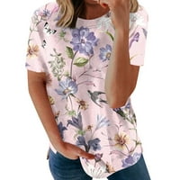 Košulje za žene Loase Fit Crew vrat kratkih rukava Tuničke majice Žene cvjetne poslovne ležerne ženske